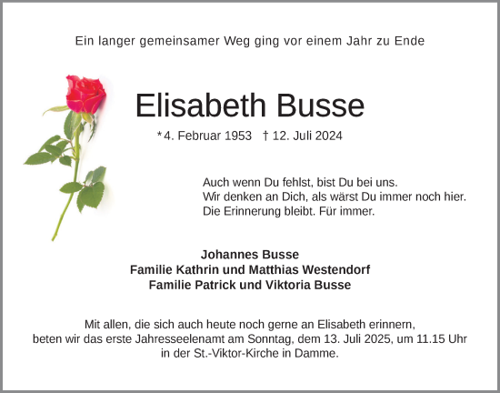 Anzeige von Elisabeth Busse von OM-Medien