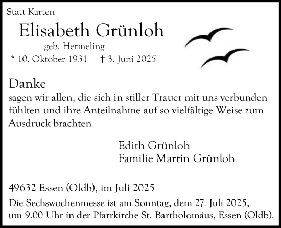 Anzeige von Elisabeth Grünloh von OM-Medien