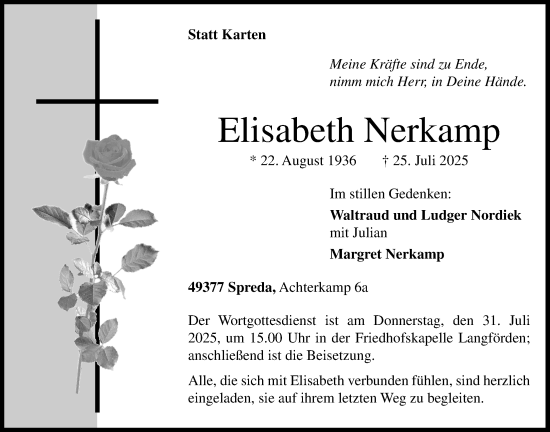 Anzeige von Elisabeth Nerkamp von OM-Medien