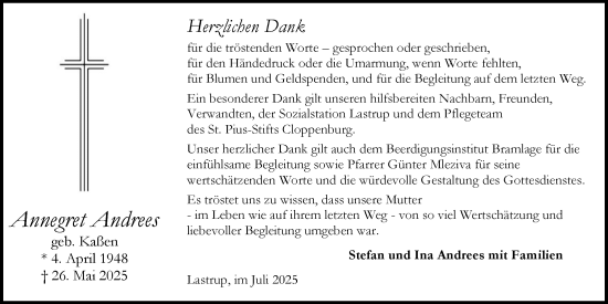 Anzeige von Annegret Andrees  von OM-Medien