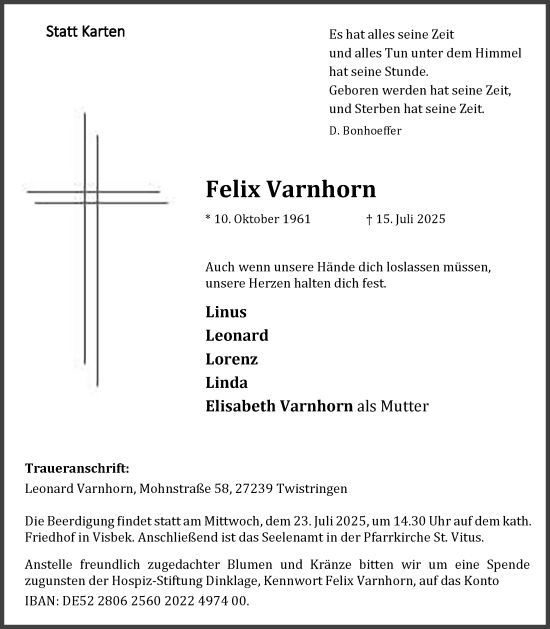 Anzeige von Felix Varnhorn von OM-Medien