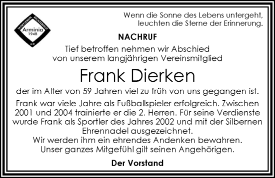 Anzeige von Frank Dierken von OM-Medien