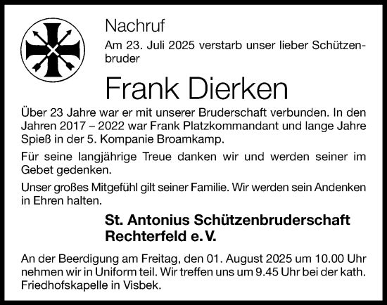 Anzeige von Frank Dierken von OM-Medien
