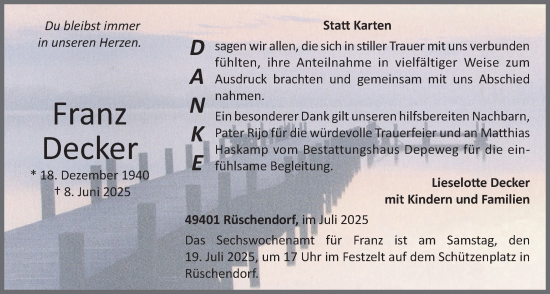 Anzeige von Franz Decker von OM-Medien
