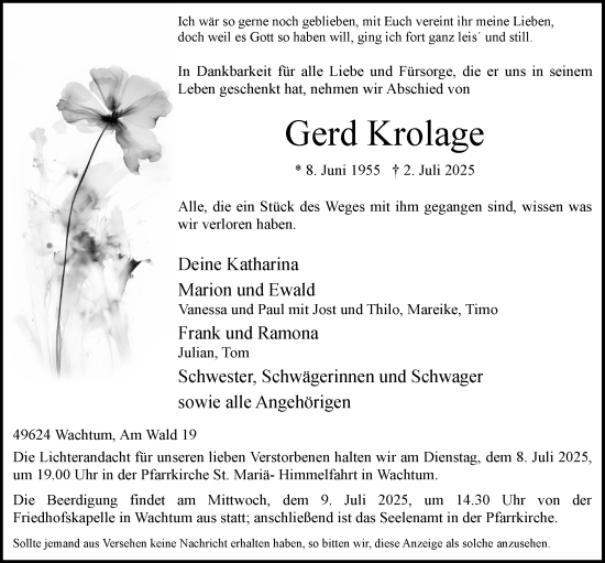 Anzeige von Gerd Krolage von OM-Medien