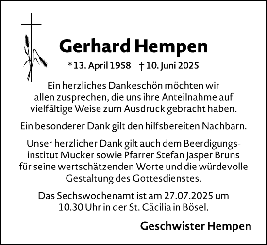 Anzeige von Gerhard Hempen von OM-Medien