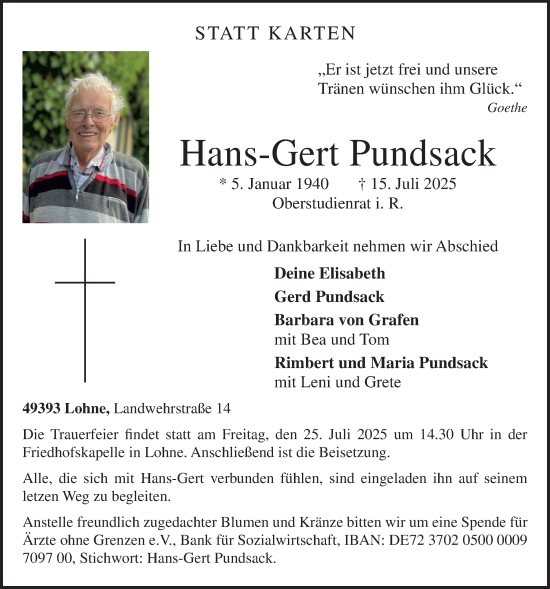 Anzeige von Hans-Gert Pundsack von OM-Medien