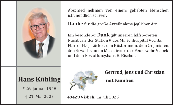 Anzeige von Hans Kühling von OM-Medien