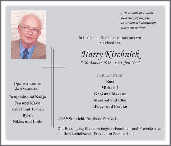 Anzeige von Harry Kischnick von OM-Medien
