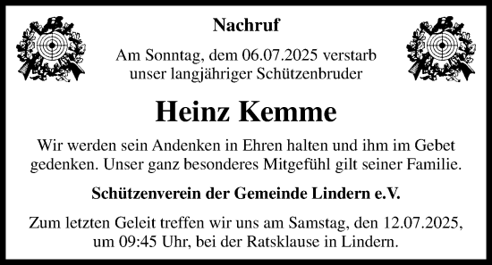 Anzeige von Heinz Kemme von OM-Medien
