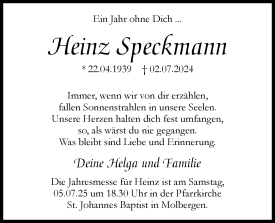 Anzeige von Heinz Speckmann von OM-Medien
