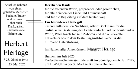 Anzeige von Herbert Flerlage von OM-Medien