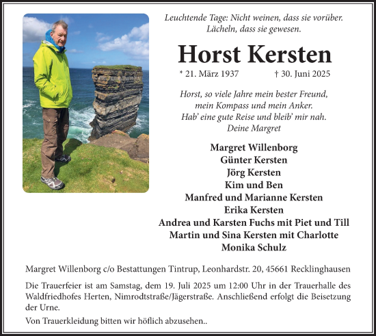 Anzeige von Horst Kersten von OM-Medien