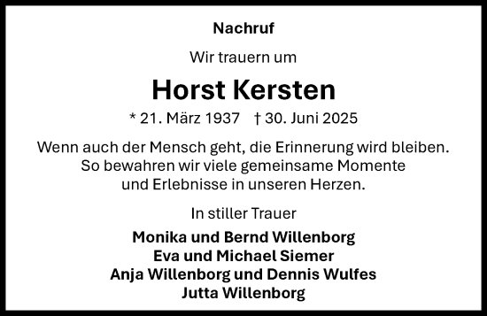 Anzeige von Horst Kersten von OM-Medien