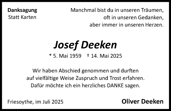 Anzeige von Josef Deeken von OM-Medien