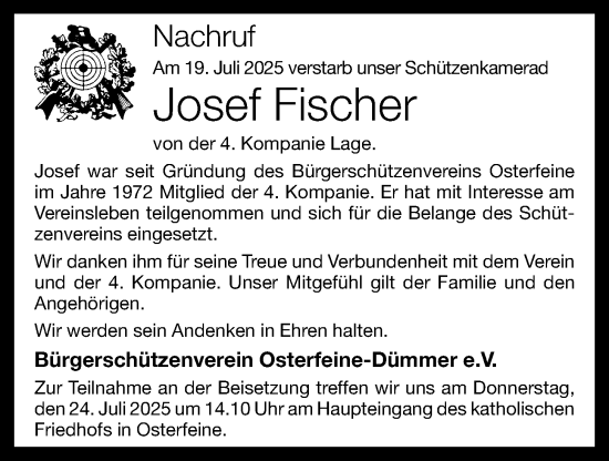 Anzeige von Josef Fischer von OM-Medien