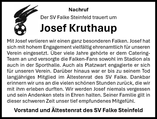 Anzeige von Josef Kruthaup von OM-Medien