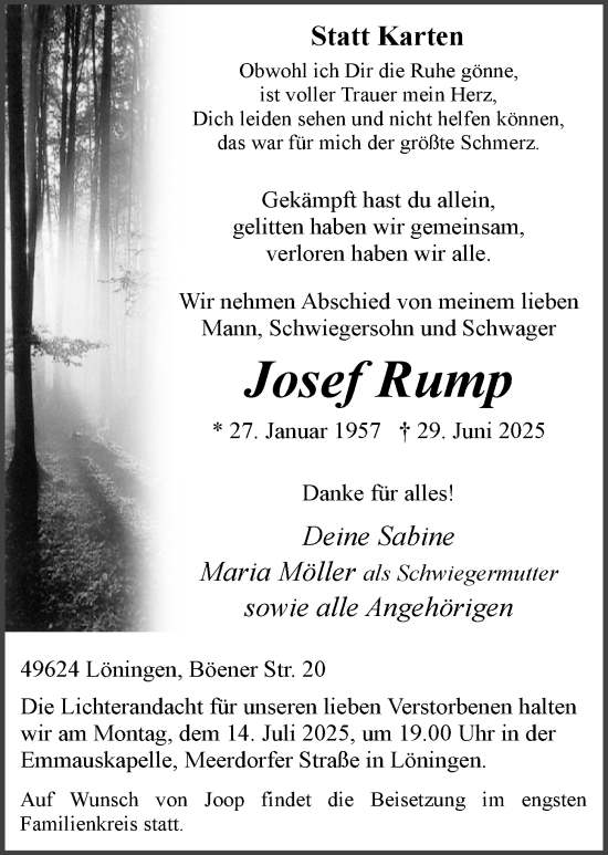 Anzeige von Josef Rump von OM-Medien