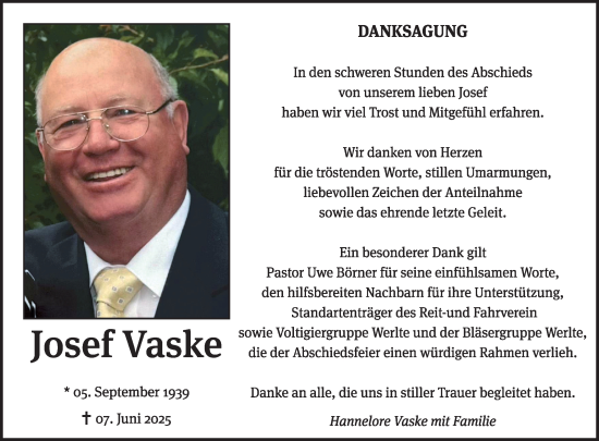 Anzeige von Josef Vaske von OM-Medien