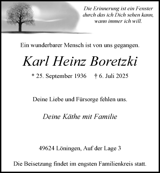 Anzeige von Karl Heinz Boretzki von OM-Medien