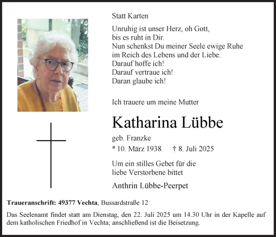 Anzeige von Katharina Lübbe von OM-Medien