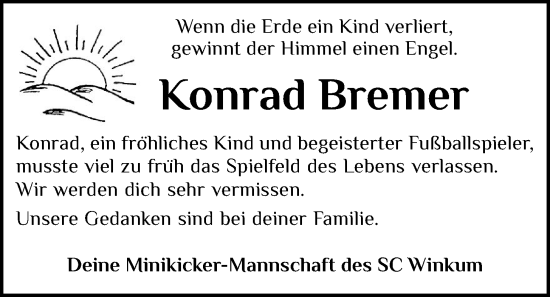 Anzeige von Konrad Bremer von OM-Medien
