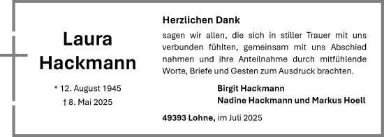 Anzeige von Laura Hackmann von OM-Medien