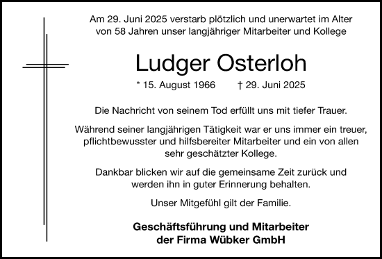 Anzeige von Ludger Osterloh von OM-Medien