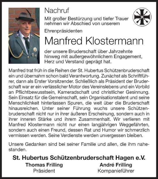 Anzeige von Manfred Klostermann von OM-Medien