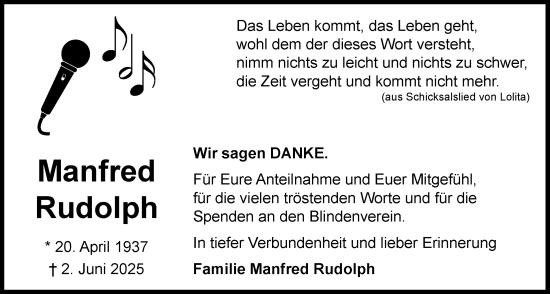 Anzeige von Manfred Rudolph von OM-Medien