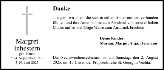 Anzeige von Margret Inhestern von OM-Medien