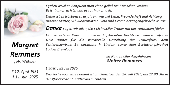 Anzeige von Margret Remmers von OM-Medien