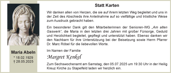Anzeige von Maria Abeln von OM-Medien