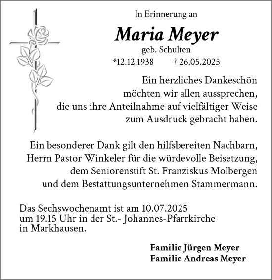 Anzeige von Maria Meyer von OM-Medien