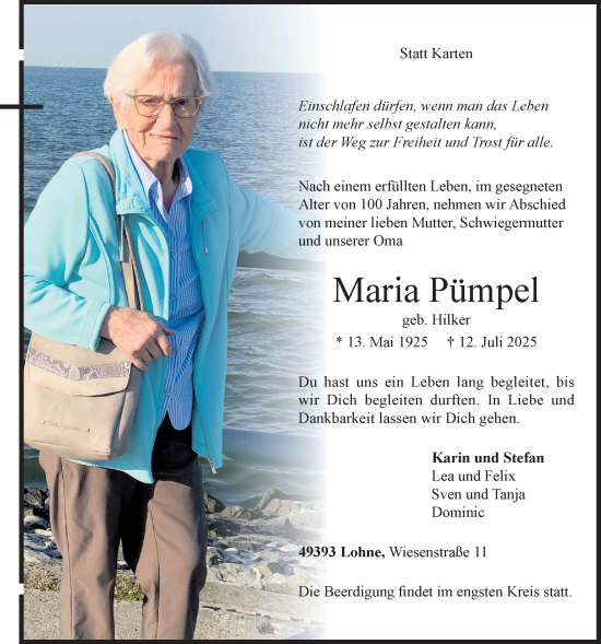 Anzeige von Maria Pümpel von OM-Medien