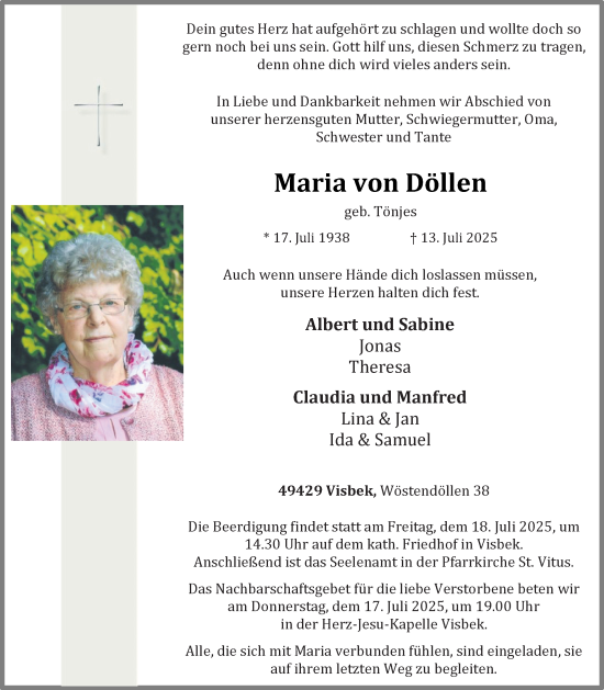 Anzeige von Maria von Döllen von OM-Medien