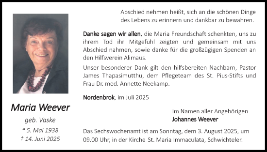 Anzeige von Maria Weever von OM-Medien