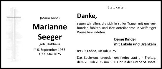 Anzeige von Marianne Seeger von OM-Medien