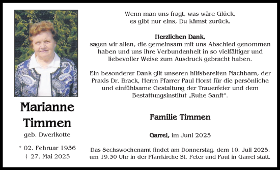 Anzeige von Marianne Timmen von OM-Medien