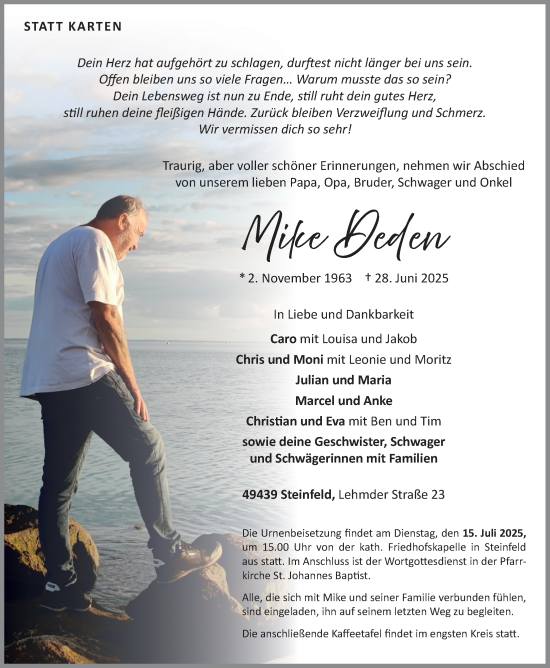 Anzeige von Mike Deden von OM-Medien