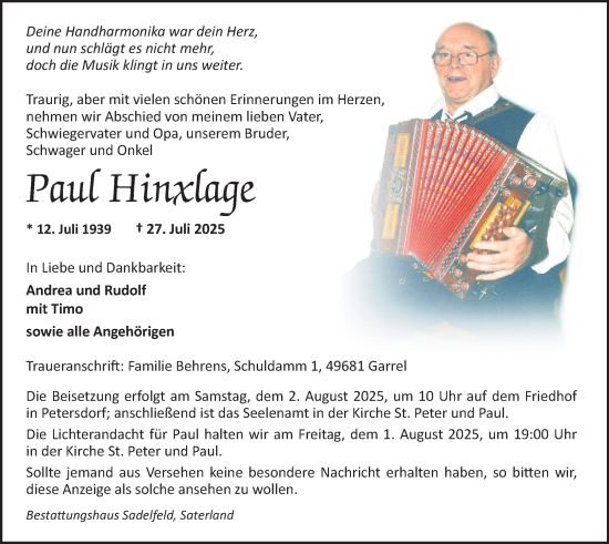 Anzeige von Paul Hinxlage von OM-Medien