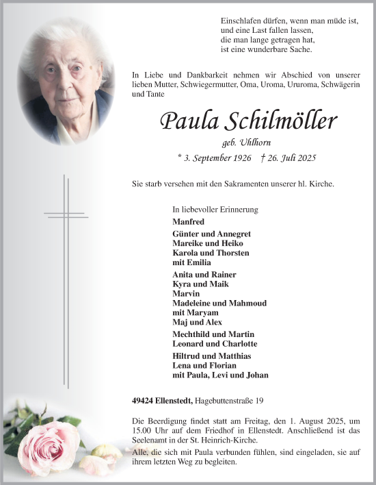 Anzeige von Paula Schilmöller von OM-Medien