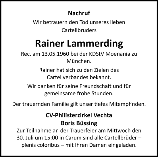Anzeige von Rainer Lammerding von OM-Medien