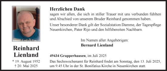 Anzeige von Reinhard Lienland von OM-Medien