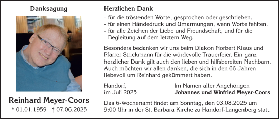 Anzeige von Reinhard Meyer-Coors von OM-Medien