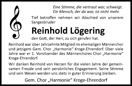 Anzeige von Reinhold Lögering von OM-Medien