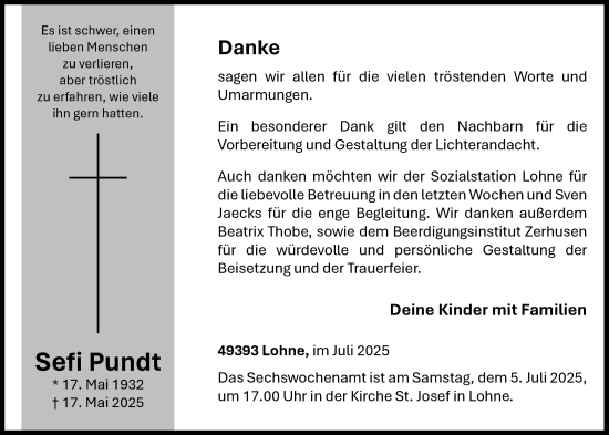 Anzeige von Sefi Pundt von OM-Medien