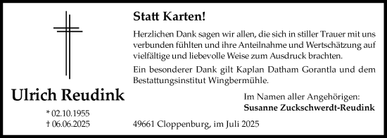 Anzeige von Ulrich Reudink von OM-Medien