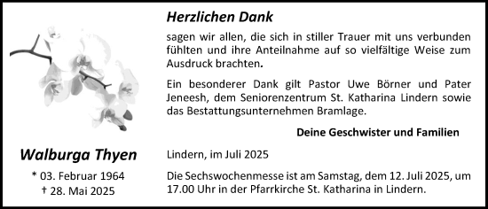 Anzeige von Walburga Thyen von OM-Medien