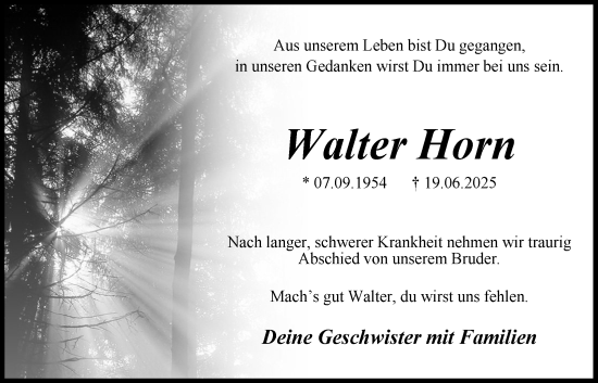 Anzeige von Walter Horn von OM-Medien